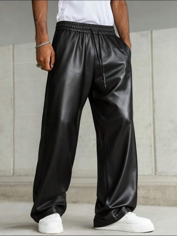 Men's PU Leather Trousers Pants, Baggy Trousers